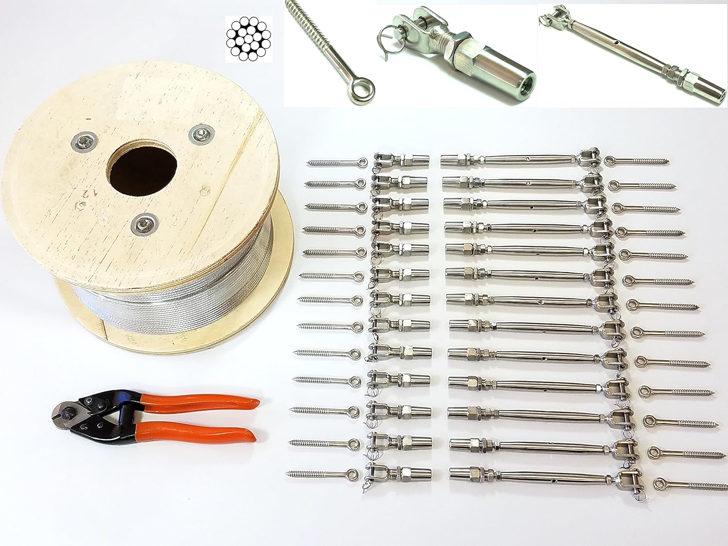 1/8 Cable Railing Kit 42".Stainless Steel 316 Cable 1/8 1*19 250 ft