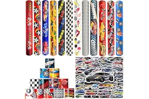 CZWXOXO 74 Pcs Racing Theme Party Favors 24 Pcs Slap Bracelets 50 Pcs Stickers Racing Birthday Party Decorations，Classroom Rewards Supplies