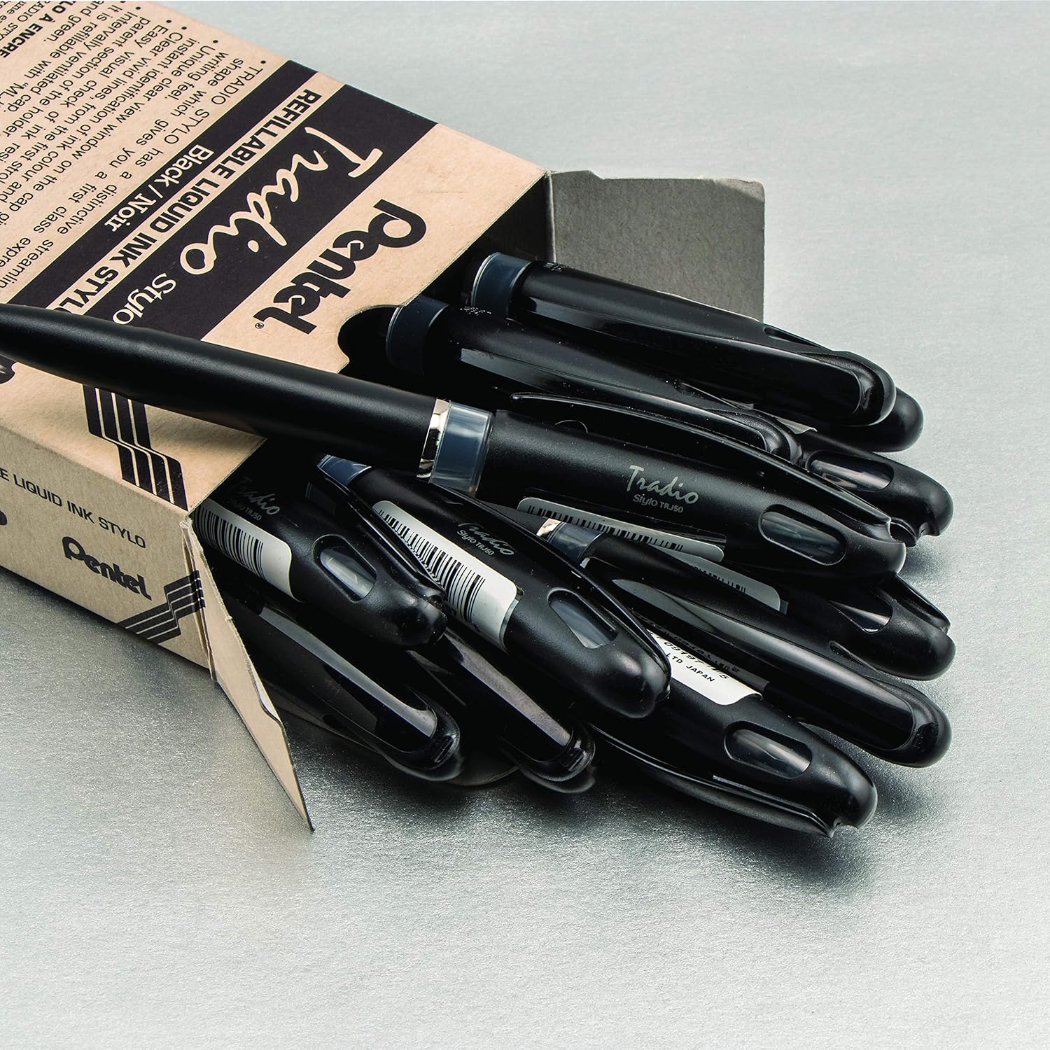 Pentel Tradio Fountain Refillable Black Ink Pen - Black Barrel (Pack of 12), 1 count (Pack of 12) - Image 4