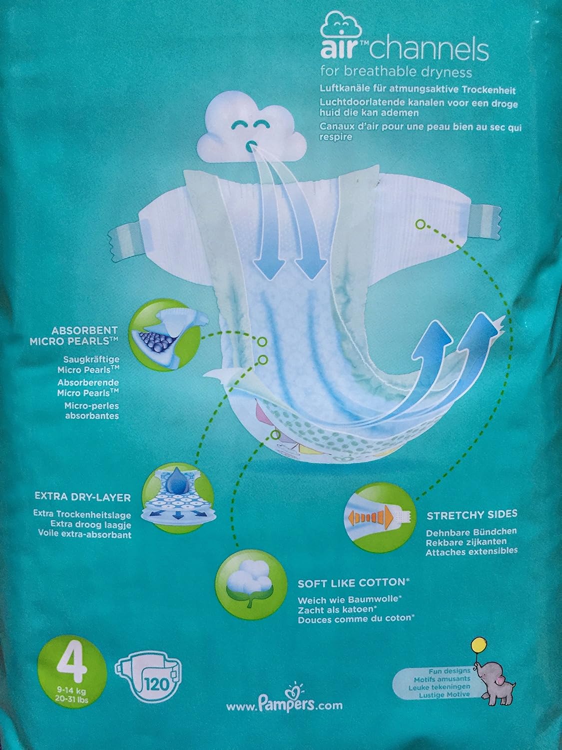 Pampers Baby Dry Nappies Size 4 Giga Pack - 120 Nappies, White, Size 4 (120 Count) - Image 4
