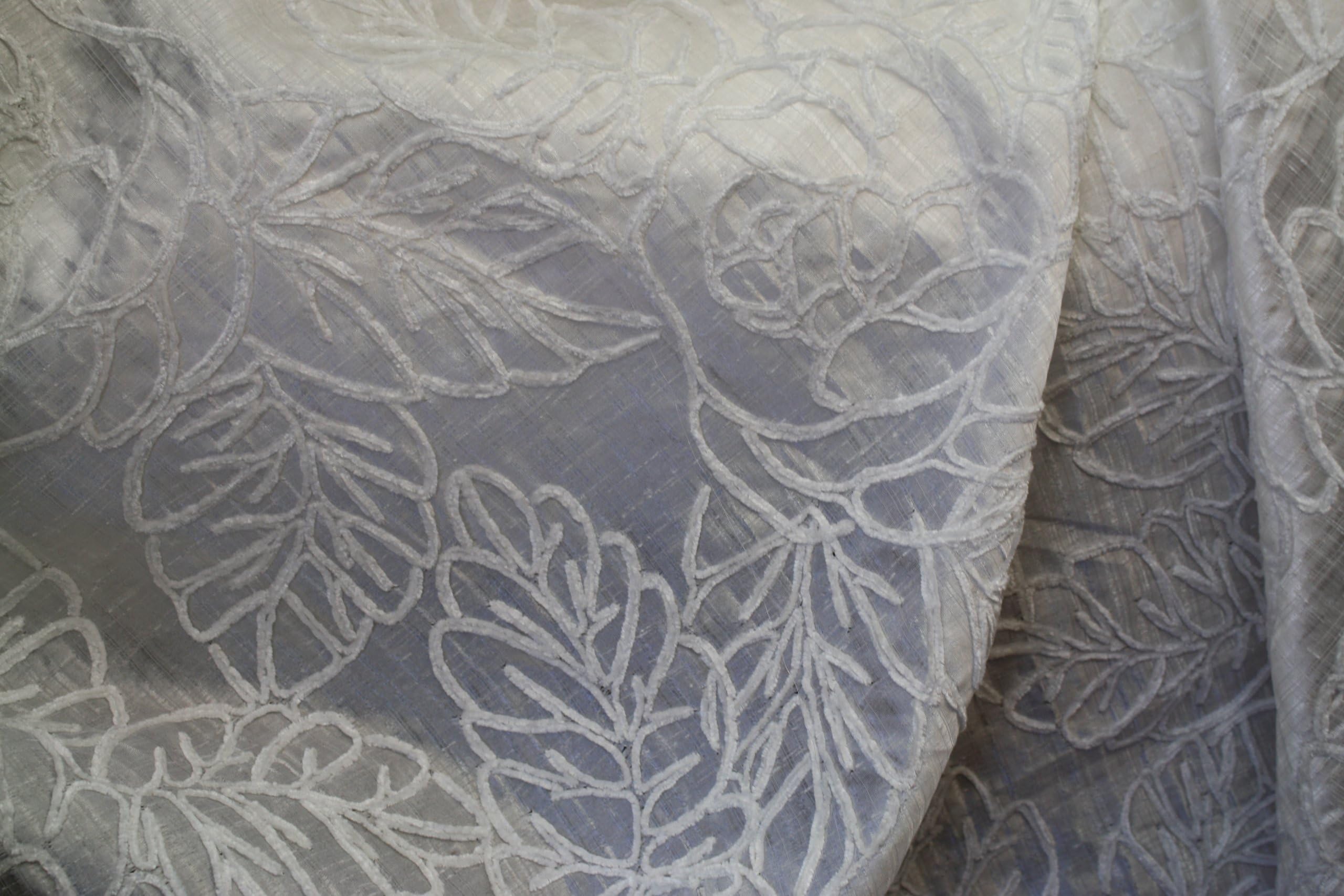 Silk Road Floral Embroided with Chenille Color White, 58