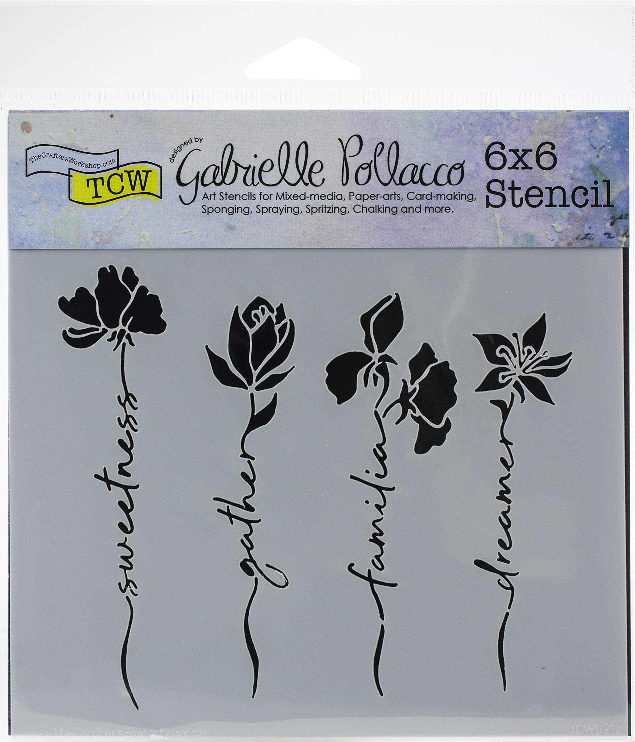 The Crafters Workshop TCW921S Word Stems Stencil, 6 inch x 6 inch