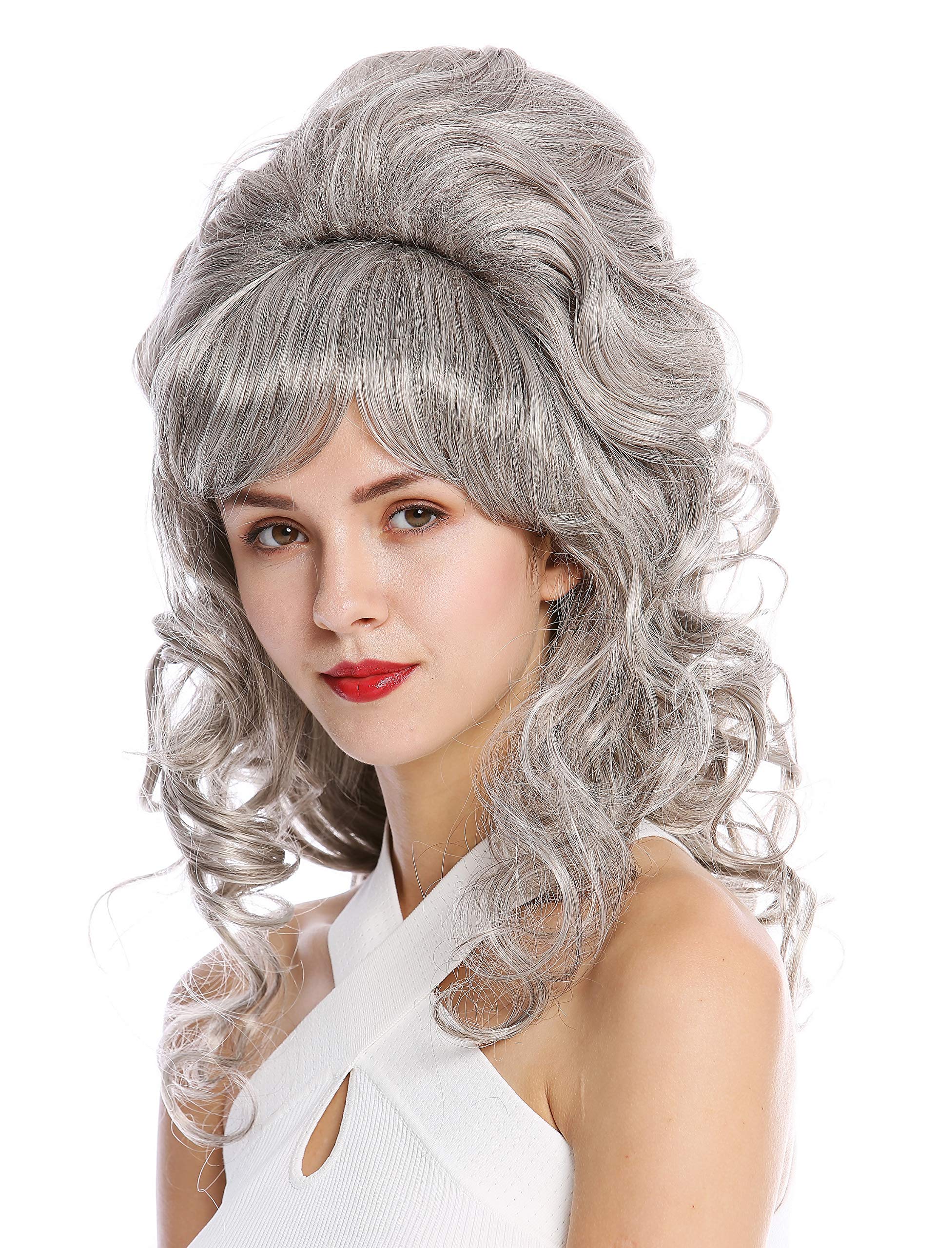 WIG ME UP - GFW2418-51 Quality Lady Wig Baroque 60s Beehive Retro Bun curly long gray Pop Singer