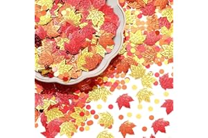 Geosar 3.5oz Thanksgiving Confetti Fall Maple Leaf Table Glitter Confetti Thanksgiving Party Foil Metallic Sequins Mini Gold Table Scatters for Fall Autumn Holiday Party Supplies 100g