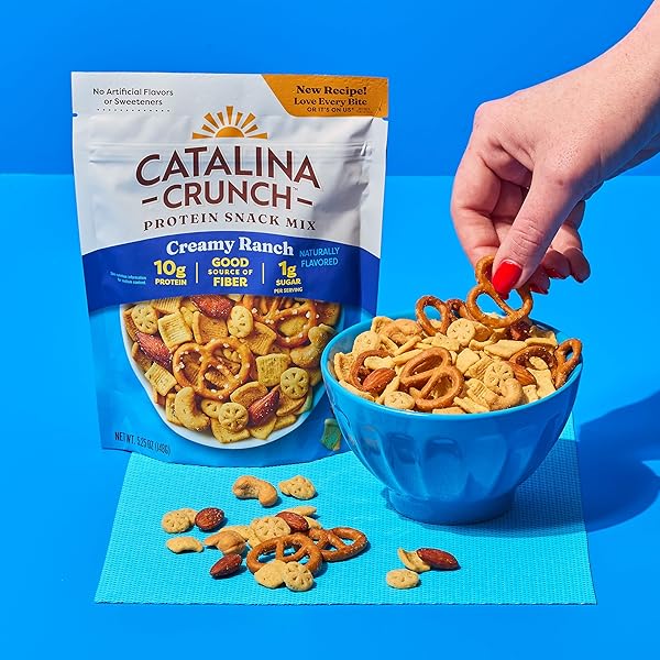 CATALINA CRUNCH PROTEIN SNACK MIX – 10G PROTEIN, 1G SUGAR PER SERVING – GOOD SOURCE OF FIBER, KETO, GLUTEN FREE – CREAMY RANCH, 5.25 OUNCE BAG (PACK OF 1)