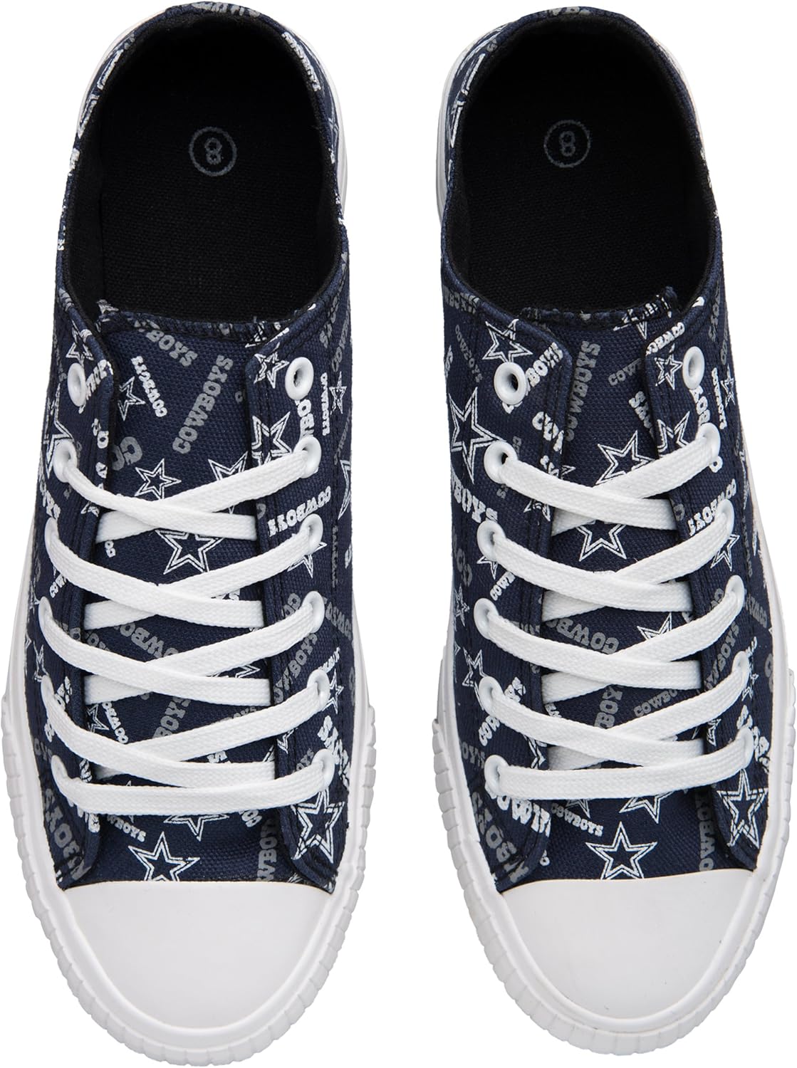 FOCO NFL Womens Low Top Repeat Print Canvas Shoe: Dallas Cowboys, Large : Clothing