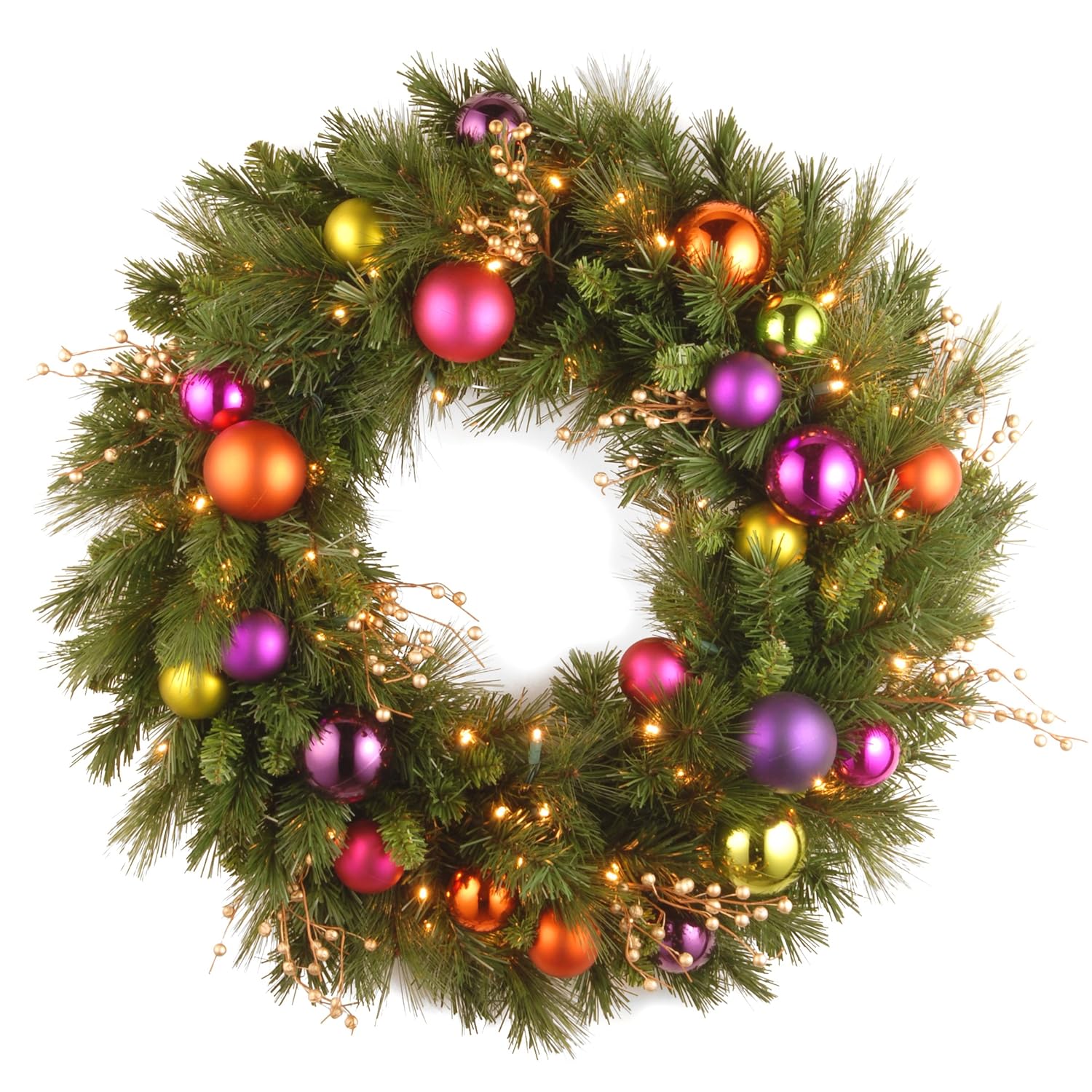 National Tree 30 Inch Kaleidoscope Wreath with 70 Battery Operated Soft White LED Lights (KS13-300L-30WB)