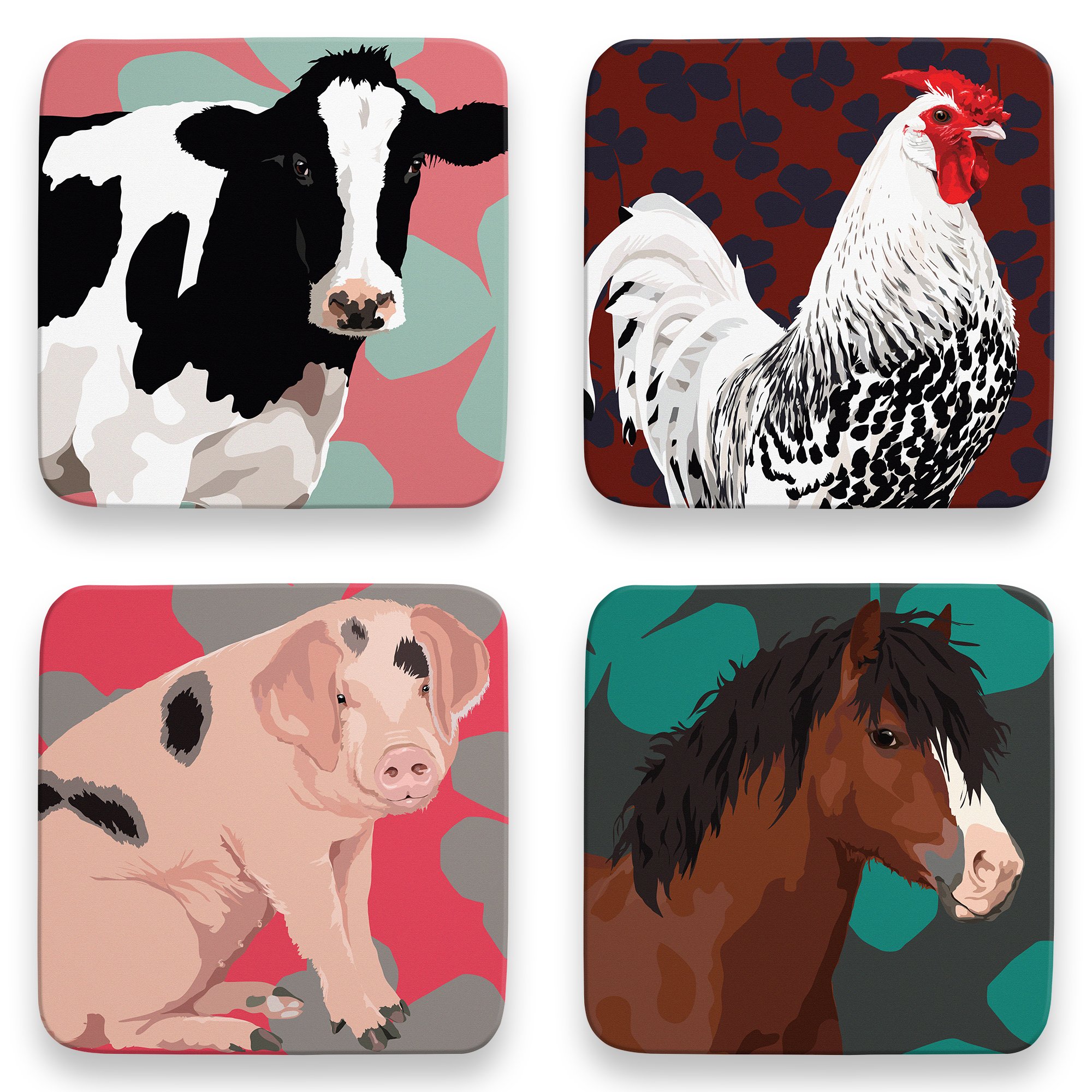 Leslie Gerry Animal Coasters, Set of 4