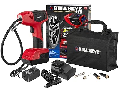 Bullseye Pro Max Deluxe Tire Inflator Portable Air Compressor, Portable Air Pump for Car Tires, Car Tire Inflator Portable - 150PSI, 12V DC 2000 mAhs, Tire Pressure Gauge, Rechargeable As Seen On TV