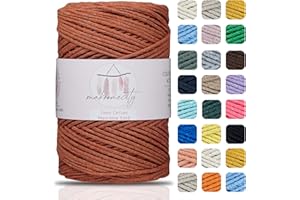 Makromecity, Cotton Macrame Cord 2mm x 195 Yards (590 feet) 2mm Recycled Cotton Crochet Yarn for Macrame Art & Crafts for Wall Hangings, Bags, Underplate, Rug (25 Colors Available) (Brick)