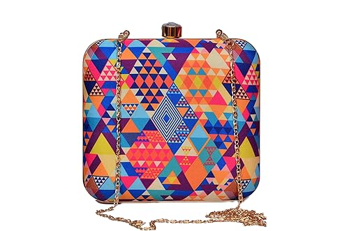 sugarcrush Womens Party Wear Hand Box Clutch Purse with Detachable Sling (Multicolour)