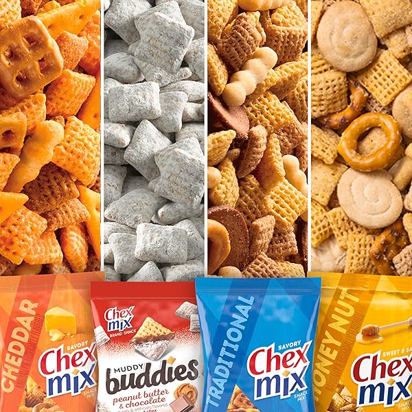 SWEET & SALTY SNACK VARIETY PACK, MUDDY BUDDIES PEANUT BUTTER & CHOCOLATE, CHEX MIX TRADITIONAL, CHEDDAR & HONEY NUT, 35 OZ (20 BAGS)