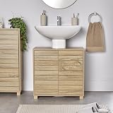 VonHaus Chester Under Sink Cabinet Oak Effect 2 Shelves Anti-Tip view 2