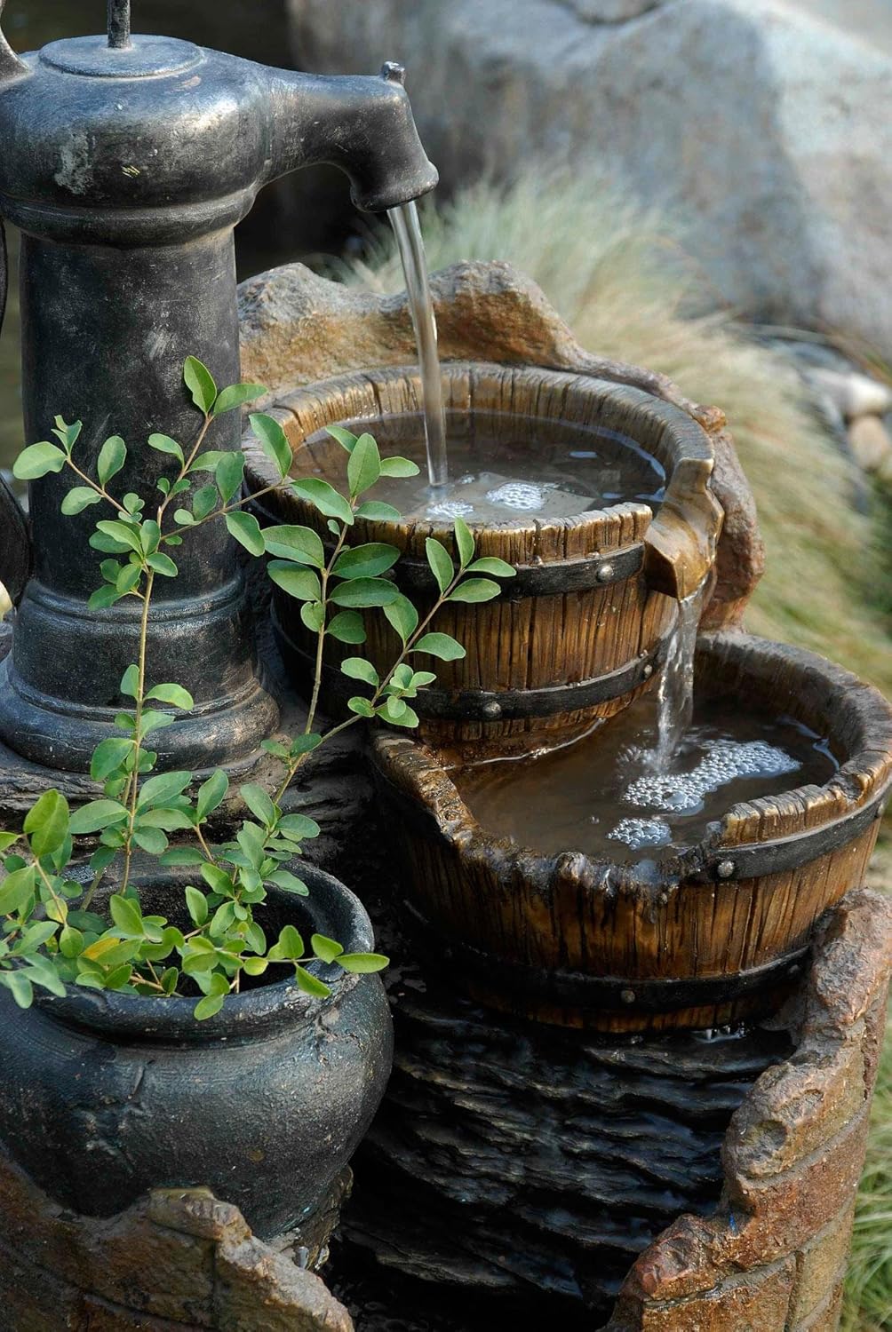 Glenville Water Pump Cascading Water Fountain : Free Standing Garden Fountains : Garden & Outdoor