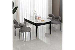 DYHOME Boucle Dining Chairs Set of 4, Upholstered Kitchen Dining Room Chairs, Side Chairs with Thick Cushions and Metal Legs for Kitchen Living Room, Dark Grey