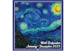 JOURNALTASTIC 2025 Wall Calendar - Calendar 2025, 12-Month Monthly Wall Calendar 2025 from Jan. 2025 - Dec. 2025, 12" x 24" (Open), Unruled Blocks - Art Paintings