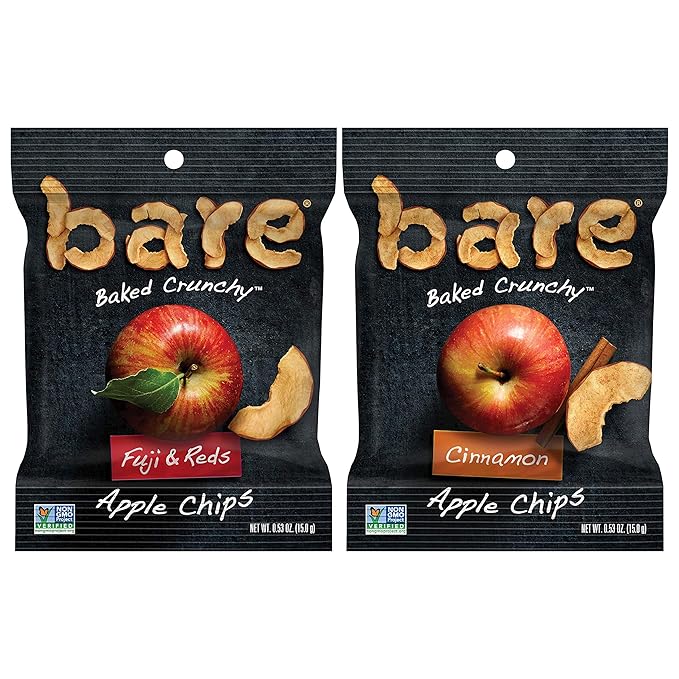 Amazon Com Bare Natural Apple Chips Snack Size Variety Pack Gluten Free Baked 0 53 Oz 24 Count Dried Fruits Grocery Gourmet Food