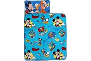 NoJo Disney Mickey Mouse Funhouse Toddler Nap Mat with Attached Pillow & Cozy Blanket, Ideal for Daycare, Preschool Super Soft Plush Fabric