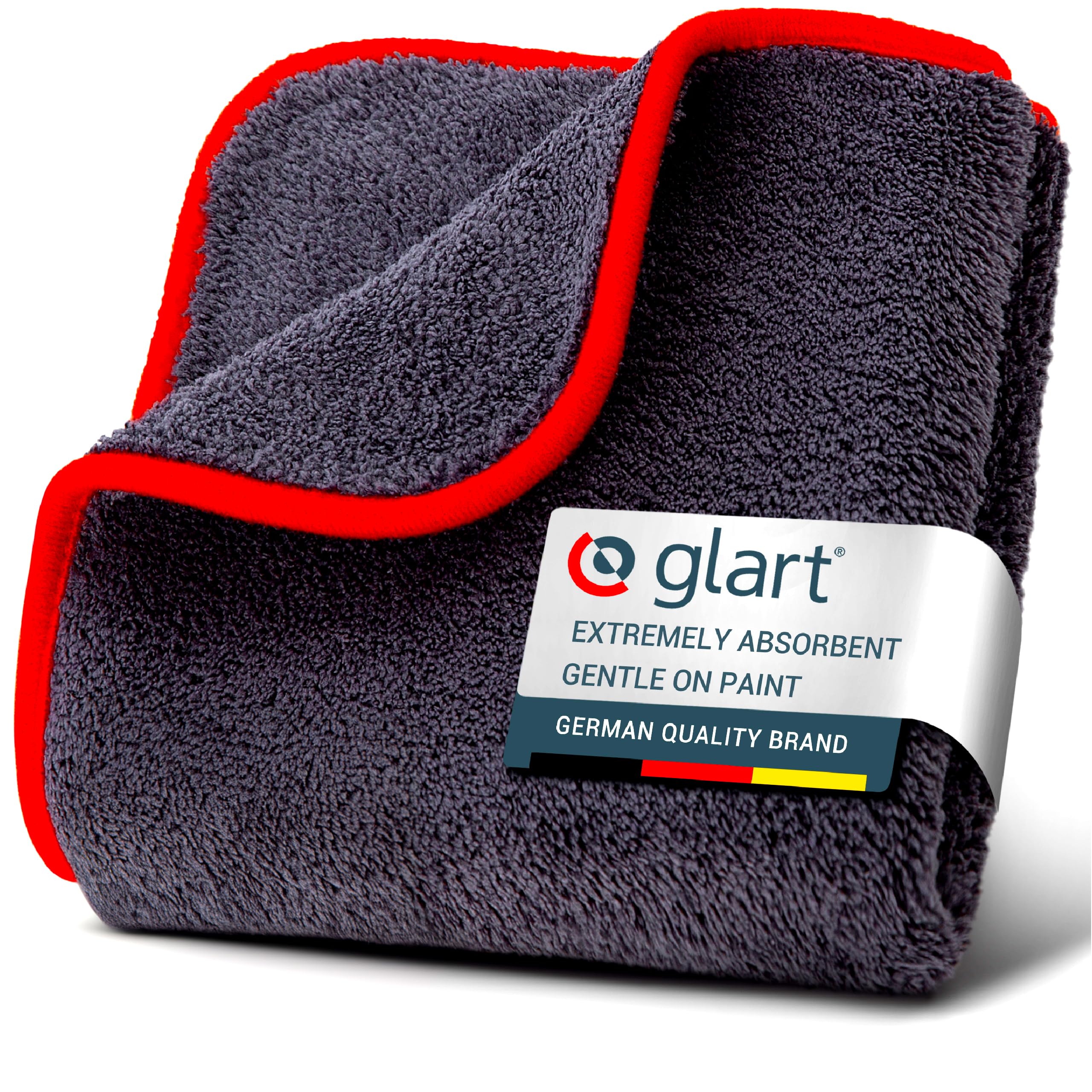 Glart 44TP Car Microfiber Cloth 40x40 cm - 600 GSM - Vehicle Drying Towel for Car & Home - Absorbent, Soft, Edge-Stitched - For Paint, Glass, Plastic - Polishing, Drying, Cleaning