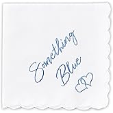 W&F GIFT Handkerchief - 12" x 12" - Something Blue for Bride on Wedding Day - Bridal Weddings Hankie