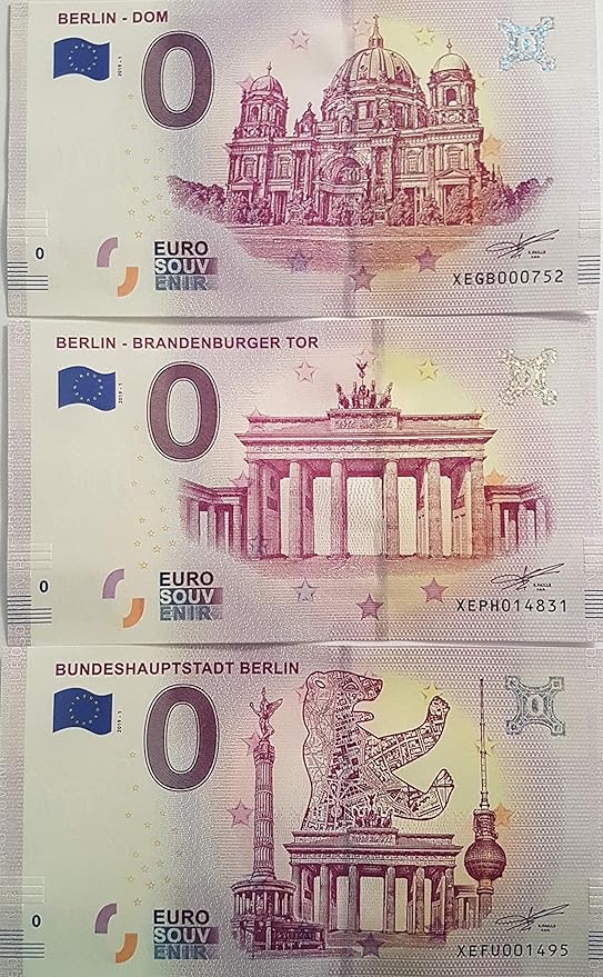 0EuroSchein Set Berlin Brandenburger Tor, Berliner Dom und Berlin Bundeshauptstadt
