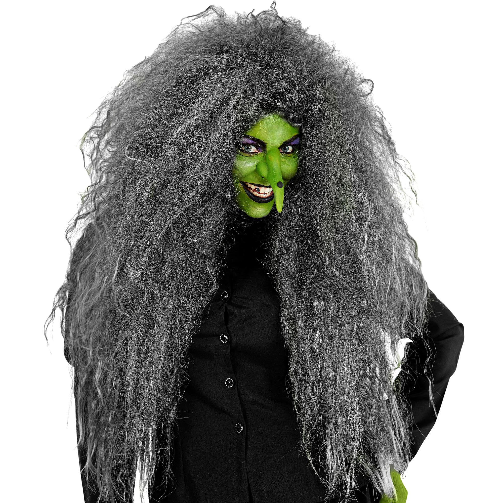 W WIDMANN MILANO Party Fashion 02016 Wig Giant Hairy Grey Synthetic Hair Old Woman Witch Theme Party Carnival — image 1