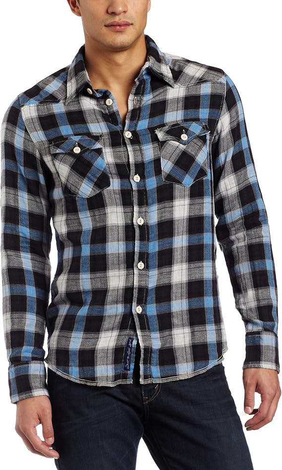 JUST A CHEAP SHIRT Men's Long Sleeve Plaid Button Up Shirt, Blue at