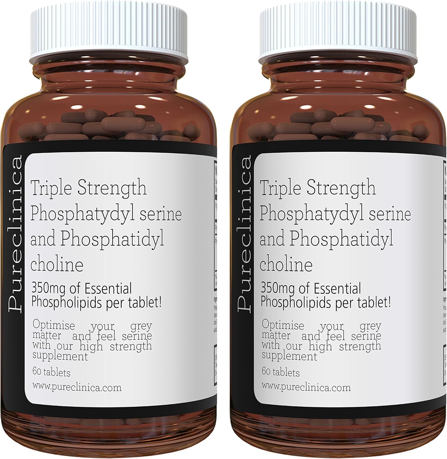 Phosphatidyl Serine & Phosphatidyl Choline 350mg, Triple Strength Brain & Memory Support, 2 Bottles