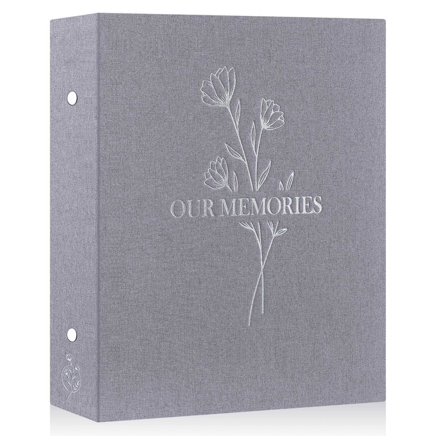 Lanpn Photo Album 6x4 Slip in, OUR MEMORIES Linen 400 Pockets Photo Albums Holds Portrait Only 10x15cm Picture Grey