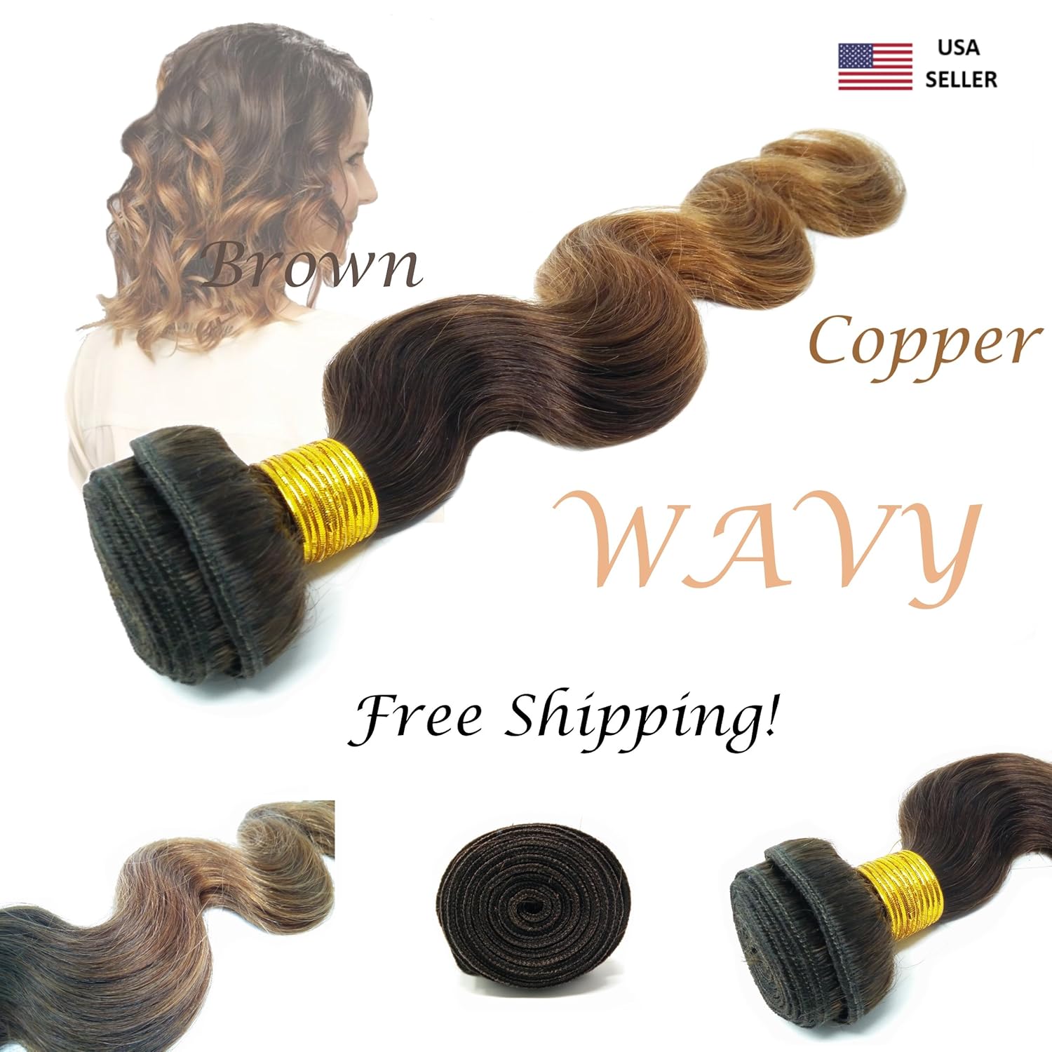 Amazon Com Sew In Real Human Hair Weave Body Wave Brown Copper