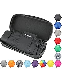 Travel Umbrella with Waterproof Case - Small and Compact for Backpack or Purse. Great Umbrella for Women, Men or Kids.