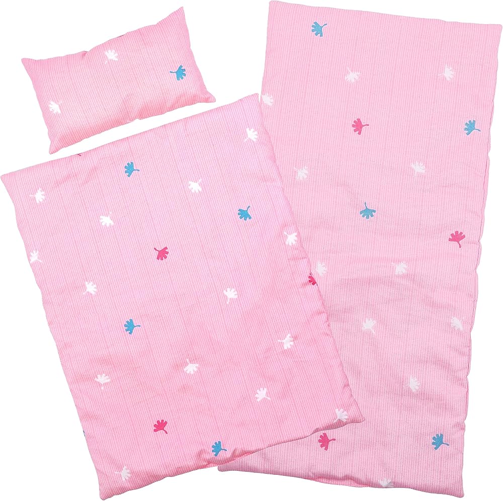 The Magic Toy Shop BiBi Doll Bedding Set 3 Pcs Pink Quilt Mattress Pillow 20"