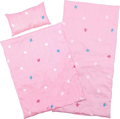 The Magic Toy Shop BiBi Doll Bedding Set 3 Pcs Pink Quilt Mattress Pillow 20"