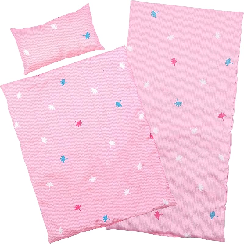 The Magic Toy Shop BiBi Doll Bedding Set 3 Pcs Pink Quilt Mattress Pillow 20"