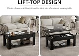 Blisswood Lift Top Coffee Table with Storage Black 60kg Load 15mm Wood view 6