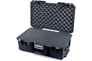 Pelican Air 1535 Carry-on Case by ColorCase - Black - Medium Size Waterproof Case with Pick & Pluck Foam & Convoluted Lid Foam - Black Handles & Latches