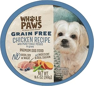 Whole Paws, Wet Dog Food Chicken Recipe with Peas & Sweet Potatoes in Gravy, 3.5 Ounce