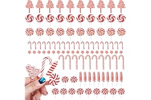 Haooryx Mini Christmas Fake Candy Canes for Craft - 100Pcs Candy Ornament Charms Lollipop Miniature Christmas Decoration for Phone Case Photo Frame DIY Craft Micro Landscape Accessory Xmas Gift Supply
