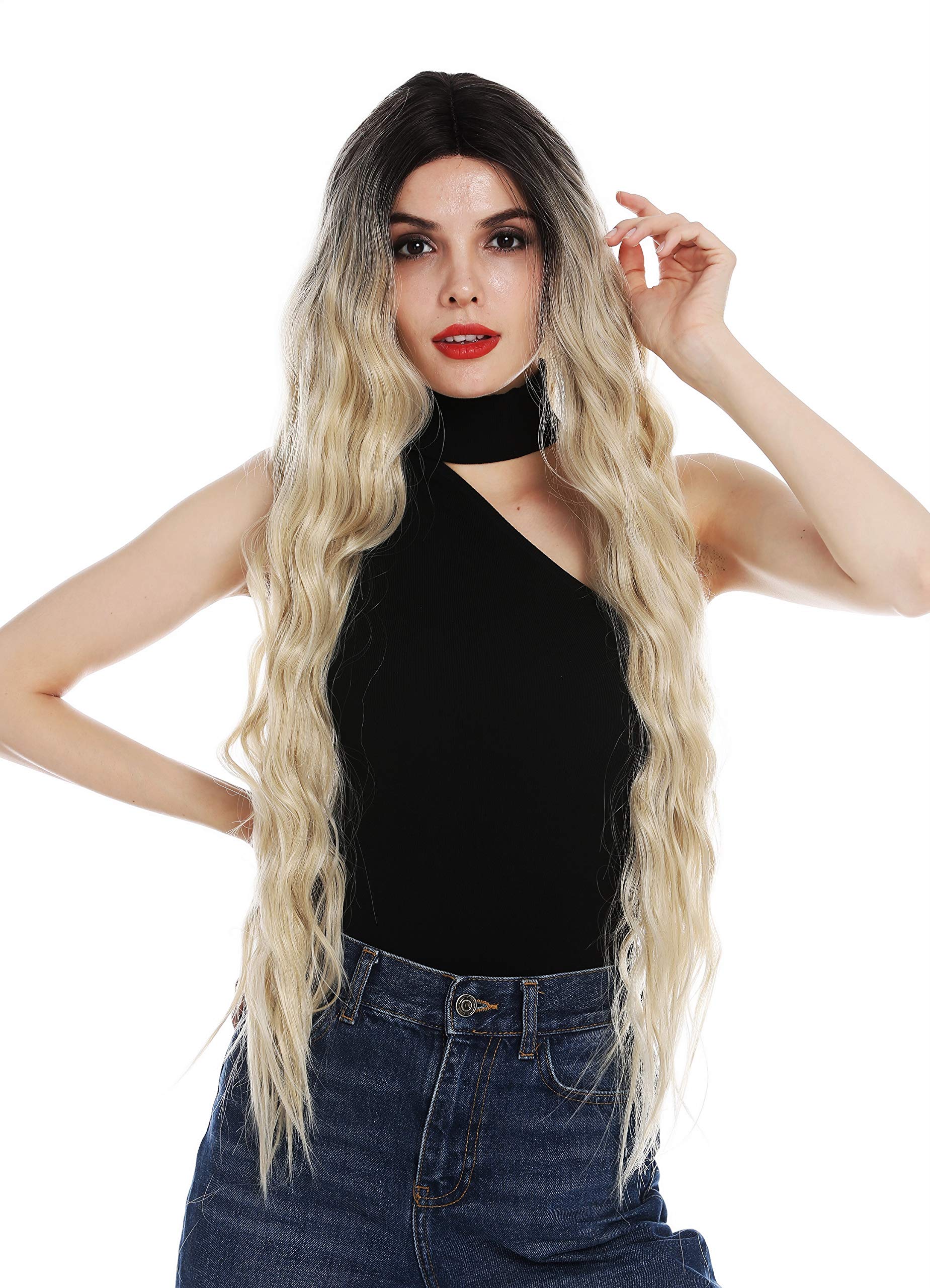 WIG ME UP - DW2888-MF wig women's wig lace front extremely long 33 inches voluminous wavy waved ombre dark brown blonde