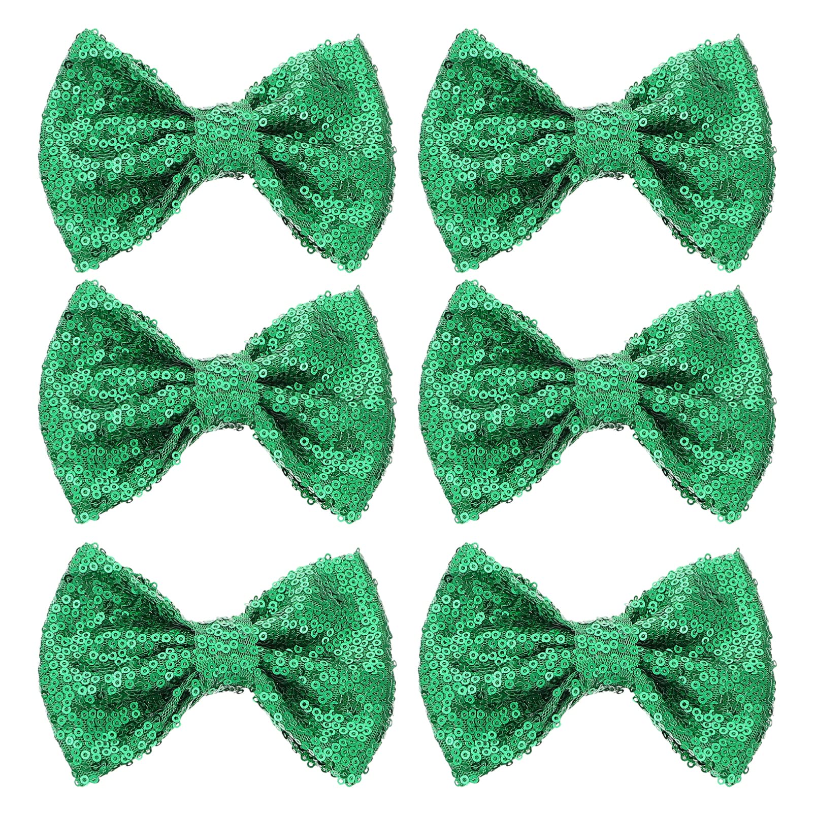 FRCOLOR 6pcs Hair Bows Clips Bowknot Hairpins French Hair Bows Barrette Glitter Sequin Bow Hair Accessories Christmas Bowknot Bow Shoe Clips Shoes Decoration Green