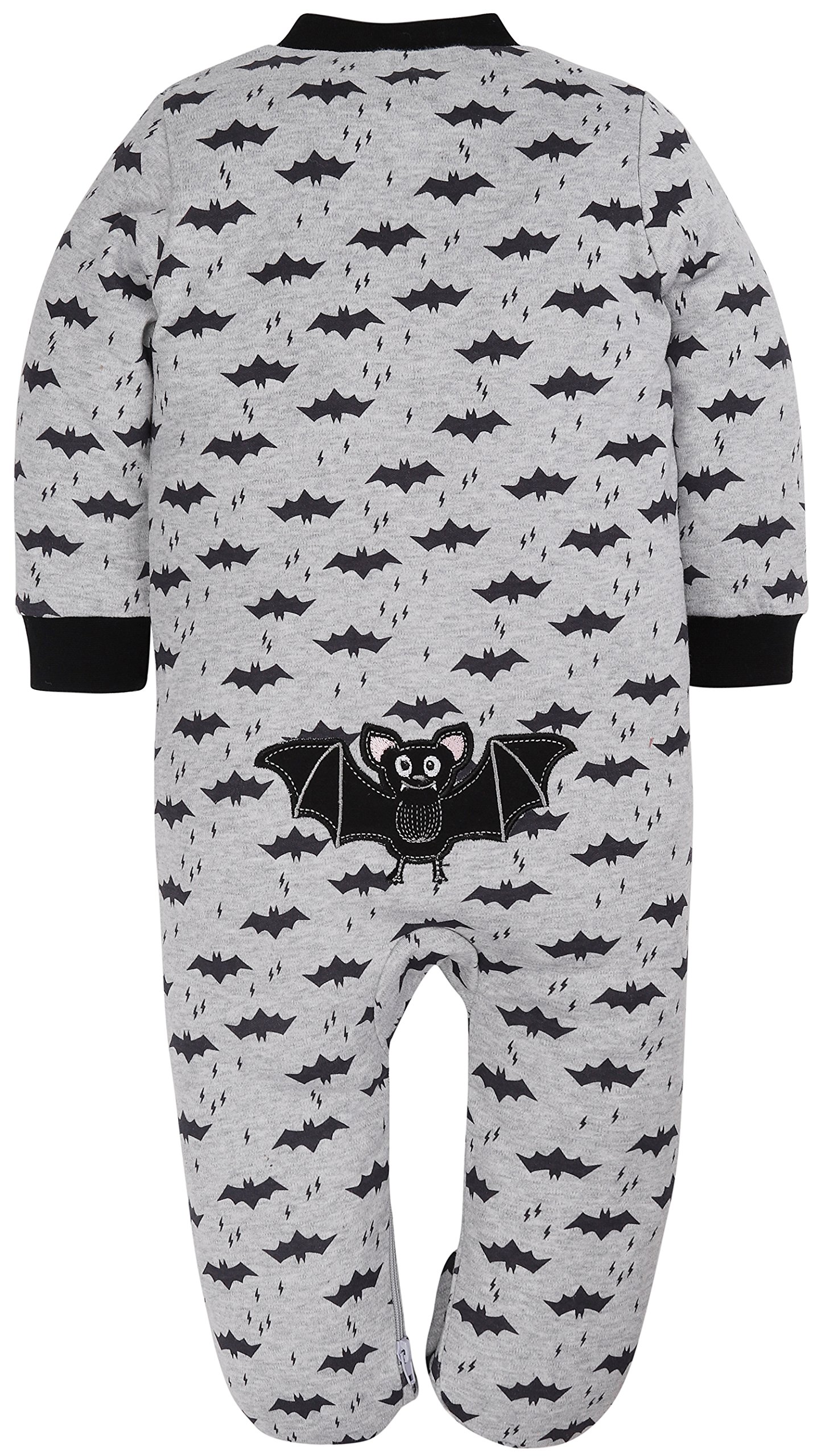 HONGLIN Baby Boys 2-Pack Footed Baby Pajamas Sleepers Rompers Striped and Printed Bat100% Cotton with Non-Slipping Sole