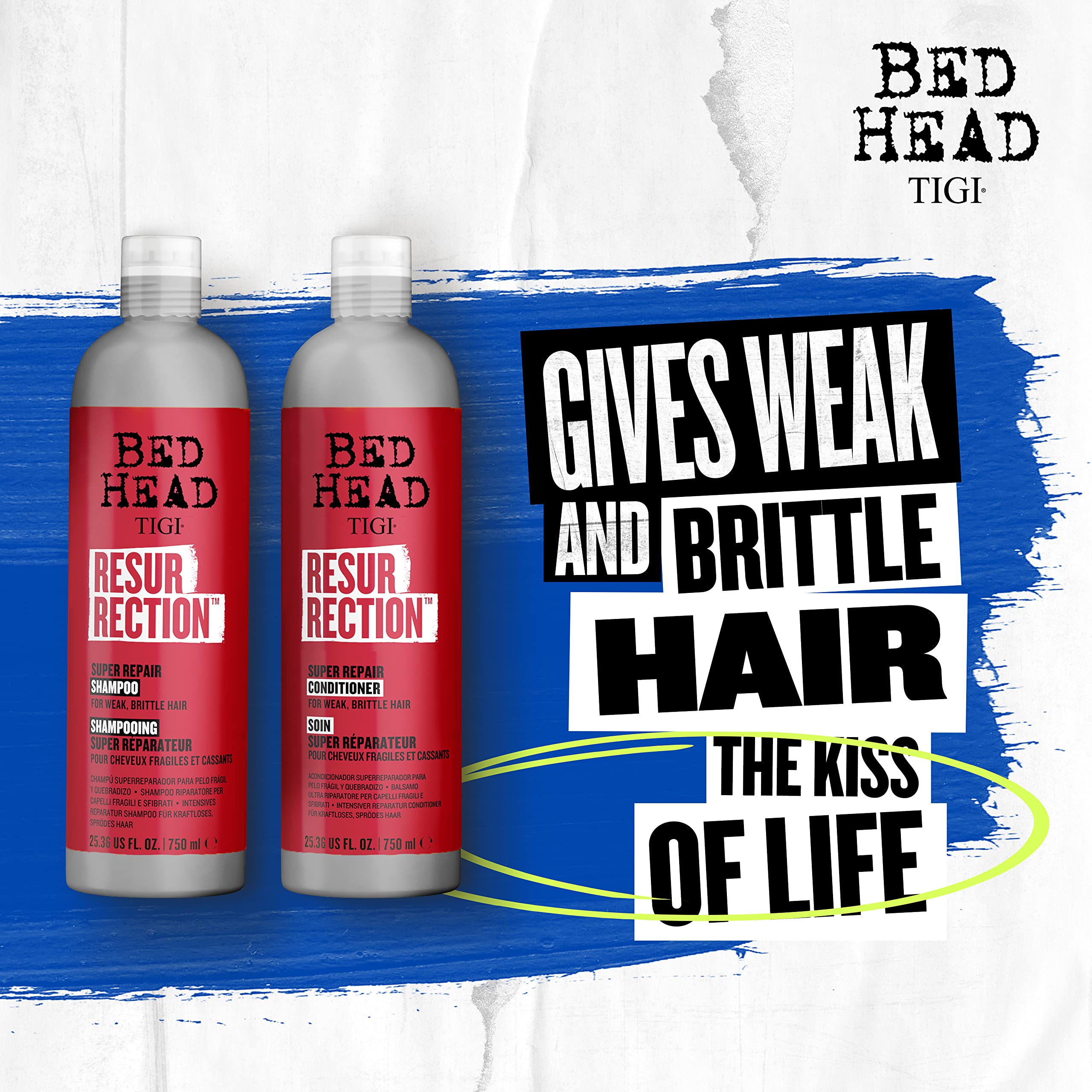 Bed Head by TIGI Moisturizing Shampoo and Conditioner Set for Damaged Hair, Resurrection Infused Hair Care with The Resurrection Plant, 25.36 fl oz, 2 Pack