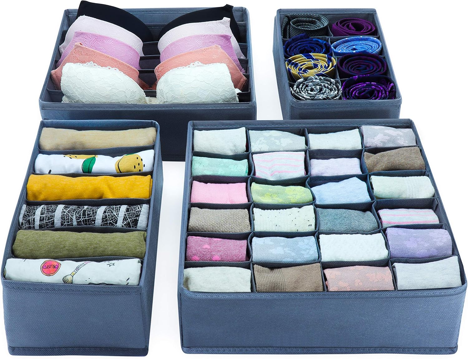 MAXPORIUM 4-Pieces Clothes Drawer Organisers Divider – Foldable ...
