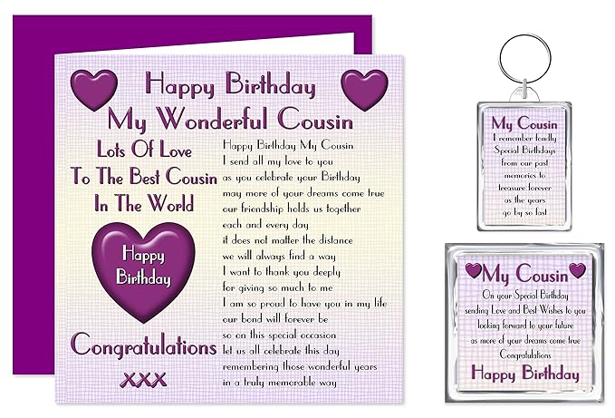 Primo feliz cumpleaños Set de regalo tarjeta – , llavero y imán ...