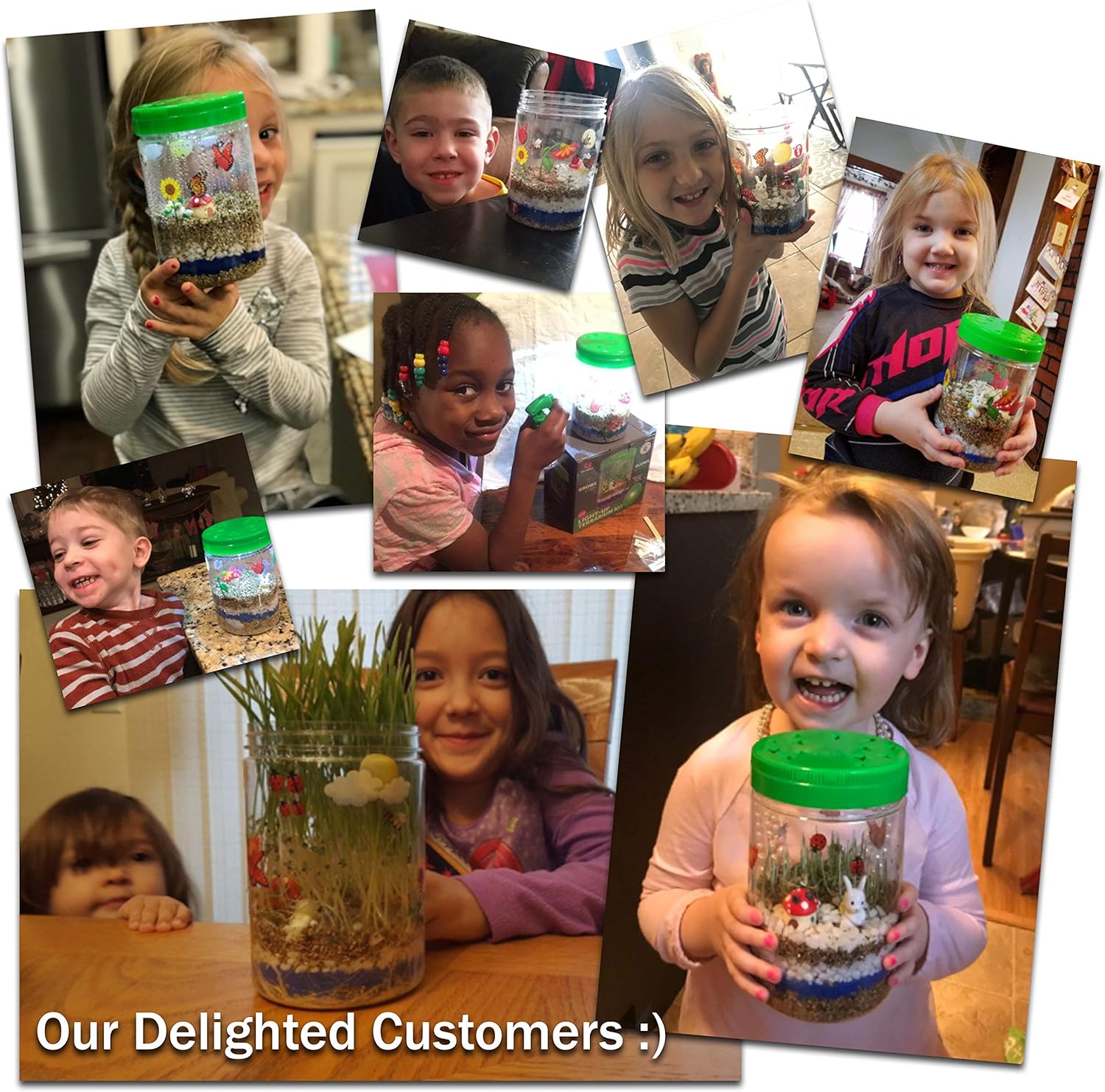Light-up Terrarium Kit for Kids with LED Light on Lid - Create Your Own Customized Mini Garden in a Jar That Glows at Night - Science Kits for Boys & Girls - Gardening Gifts for Kids - Children Toys: Toys & Games