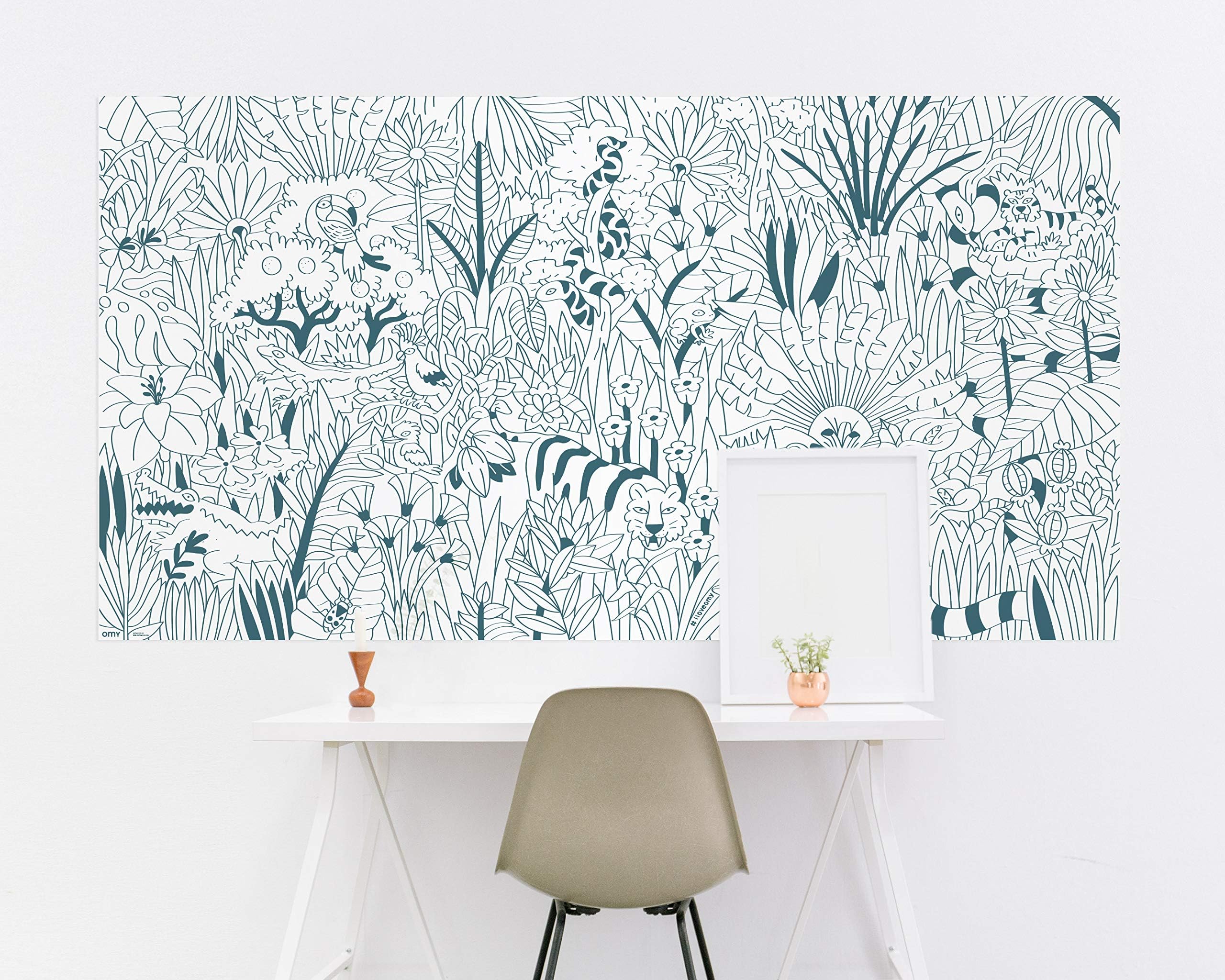 Omy Coloring XXL Poster Roll Tropical Jungle, 70 x 41 inches, Oversized Coloring Map Poster for Whole Family Creative Fun and Play