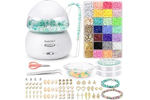 Beadact Electric Bead Spinner with 4620 PCS Clay Beads, Battery-Powered Bead Spinner, Clay Bead Spinner for Jewelry Making, Time-Saving Bead Spinner for Bracelets Necklace Making