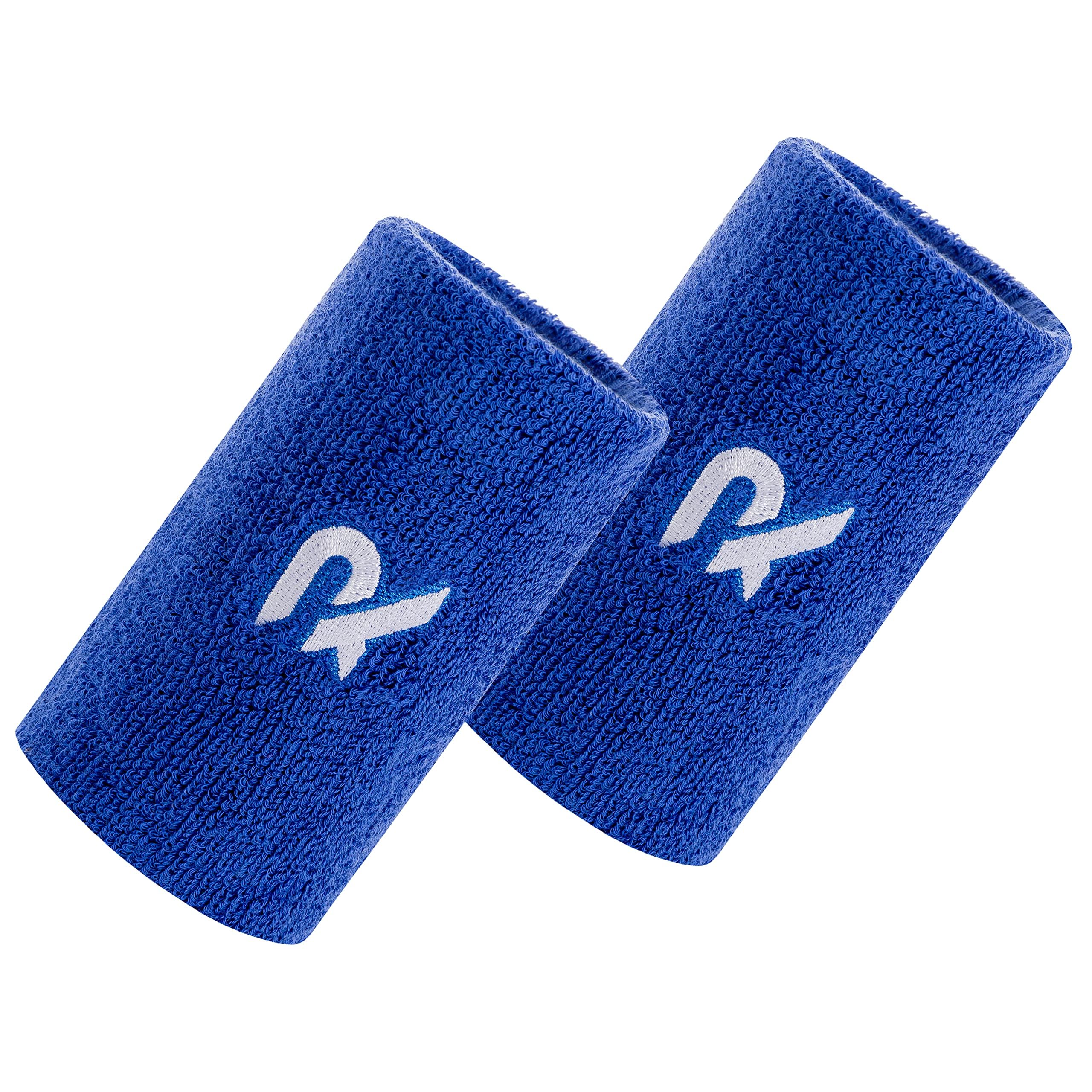 Raquex Sports Wristbands (7 Colours, 2 Widths) - Soft, Stretchy Cotton. Padel, Tennis, Squash, Running Sweat Bands - Machine Washable (Blue, Pair) — image 1