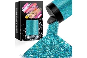 ESTANOITE Holographic Chunky Glitter, 160G/5.64OZ Glitter for Epoxy Resin, Iridescent Chunky & Fine Craft Glitter Mixed Flake, Cosmetic Glitter for Nail, Hair, Makeup, Body, Tumbler Glitter Bulk (Ocean Blue)
