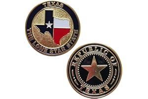 Puzzometry Seal of The Republic of Texas Challenge Coin - Seal of The Republic of Texas, 1.5 Oz, Commemorative Coin, Republic of Texas, Six Flags of Texas, Texas State Seal. Texas Challenge Coin